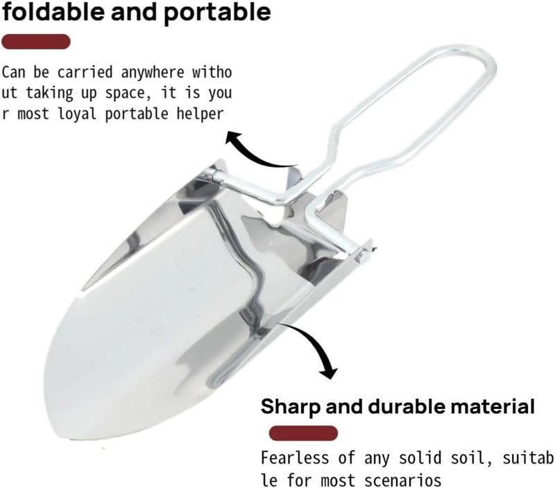 Narui Seven Stainless Steel Folding Shovel, Mini Lightweight Camping Shovel with Oxford Storage Bag, 2 Styles - Ideal for Gardening, Hiking, Beach, Outdoor Digging (Original Color (Without Handle)) - Image 3